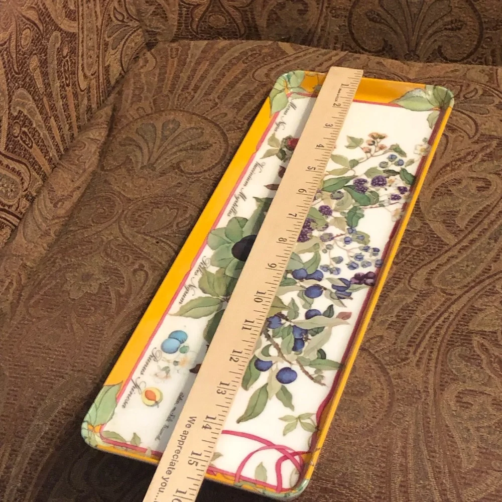 Vintage Botanical Fruit melamine Serving Tray - Yellow Border